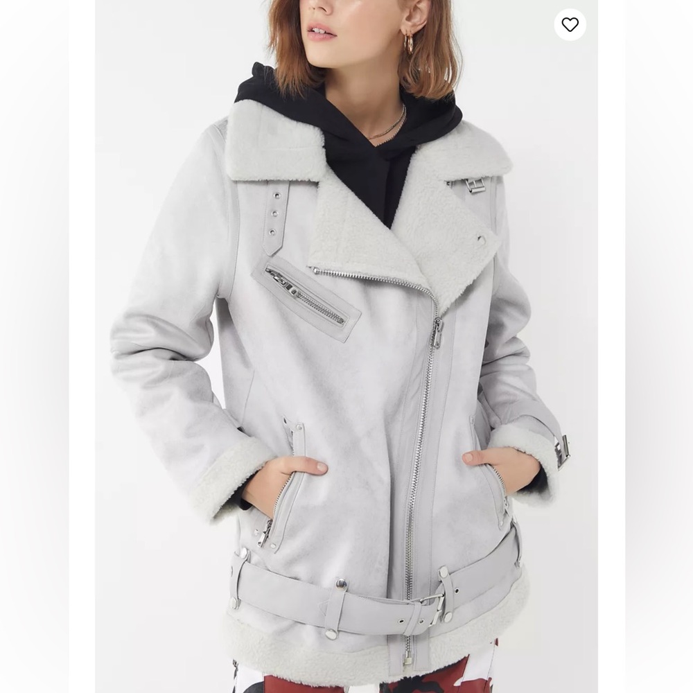 Urban Outfitters Oversized Faux leather Aviator Jacket Coat women size Small - Picture 3 of 10